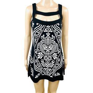 White House Black Market black and white tunic with cutout neckline Sz S